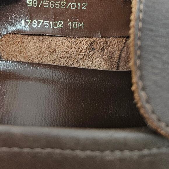 Vintage 90s 10 Brown Leather Chunky Heel Loafer Whimsygoth Square Toe Academia - Picture 3 of 6